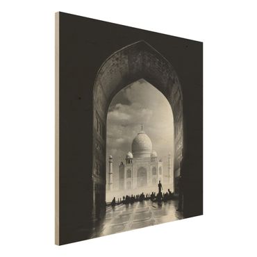 Holzbild - Das Tor zum Taj Mahal - Quadrat 1:1