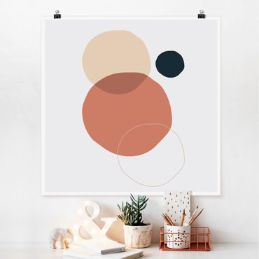 Poster - Line Art Kreise Pastell - Quadrat 1:1