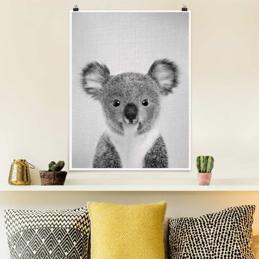 Poster - Baby Koala Klara Schwarz Weiß - Hochformat 3:4
