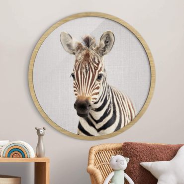 Rundes Gerahmtes Bild - Baby Zebra Zoey