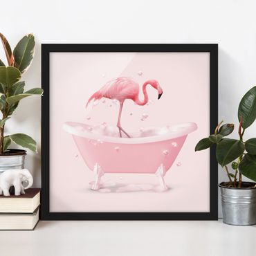 Bild mit Rahmen - Badewannen Flamingo - Quadrat 1:1