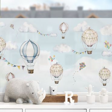 Fensterfolie - Sichtschutz - Ballonparty zwischen den Wolken - Fensterbilder