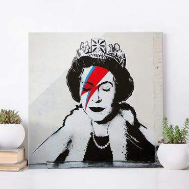 Glasbild - Queen Lizzie Stardust - Brandalised ft. Graffiti by Banksy - Quadrat