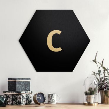 Hexagon Bild Alu-Dibond - Buchstabe Schwarz C