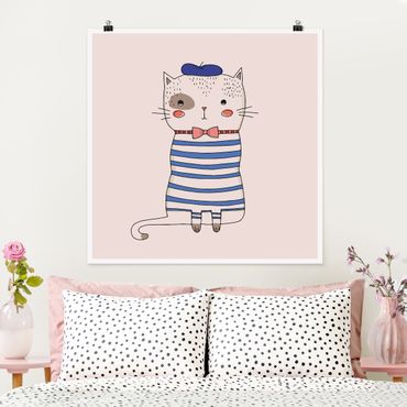 Poster - Katze in Frankreich - Quadrat 1:1