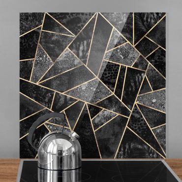Glas Spritzschutz - Graue Dreiecke Gold - Quadrat - 1:1
