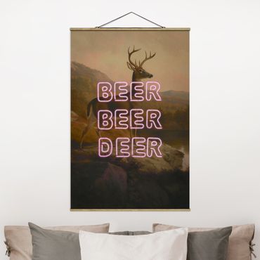 Stoffbild mit Posterleisten - Beer Beer Deer - Hochformat