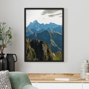 Bild mit Rahmen - Berge auf den Lofoten - Hochformat
