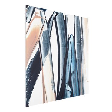 Forex Fine Art Print - Blau und Beige Streifen - Quadrat 1:1