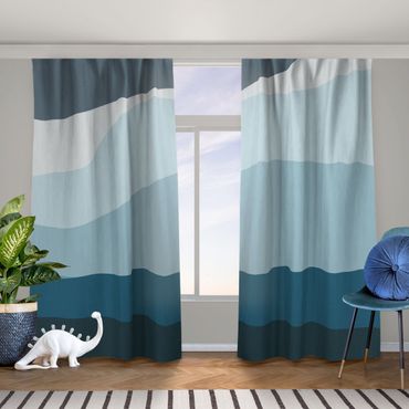 Vorhang - Blaue Wellen und Dünen