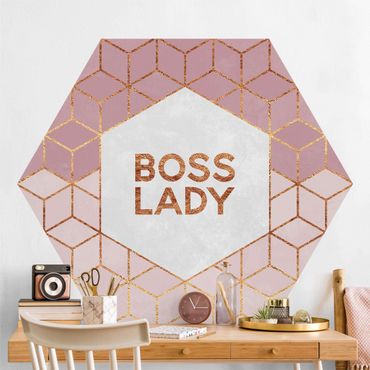 Hexagon Mustertapete selbstklebend - Boss Lady Sechsecke Rosa