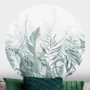 Runde Tapete selbstklebend - Botanik - Tropische Blätter Grün