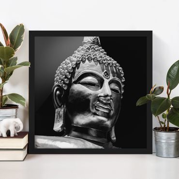Bild mit Rahmen - Buddha Statue Gesicht - Quadrat 1:1