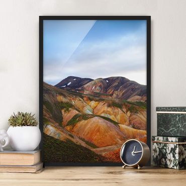 Bild mit Rahmen - Bunte Berge in Island - Hochformat