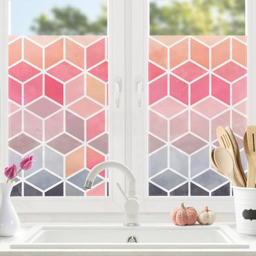 Fensterfolie - Sichtschutz - Bunte Pastell Geometrie - Fensterbilder