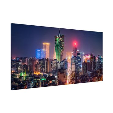 Magnettafel - Nachtlichter von Macau - Panorama Querformat