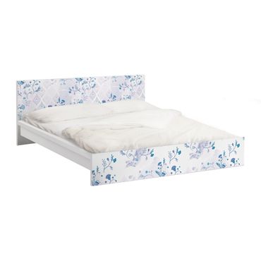 Möbelfolie für IKEA Malm Bett niedrig 160x200cm - Klebefolie Blaues Fantasiemuster