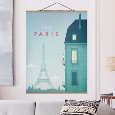 Stoffbild mit Posterleisten - Reiseposter - Paris - Hochformat 3:4