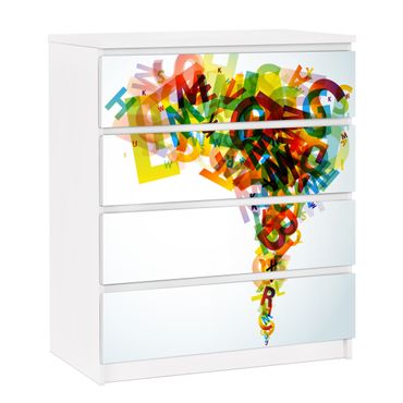 Möbelfolie für IKEA Malm Kommode - selbstklebende Folie Rainbow Alphabet