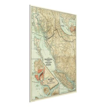 Alu-Dibond - Vintage Karte British Columbia - Querformat