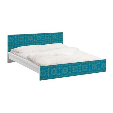 Möbelfolie für IKEA Malm Bett niedrig 140x200cm - Klebefolie Orientalisches Ornament Türkis