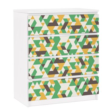 Möbelfolie für IKEA Malm Kommode - selbstklebende Folie No.RY34 Green Triangles