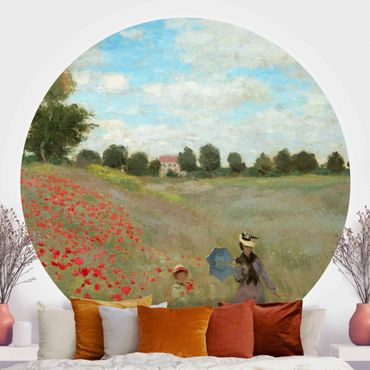 Runde Tapete selbstklebend - Claude Monet - Mohnfeld bei Argenteuil