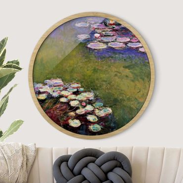Rundes Gerahmtes Bild - Claude Monet - Seerosen