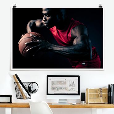 Poster - Nahaufnahme eines Basketballers - Querformat 2:3