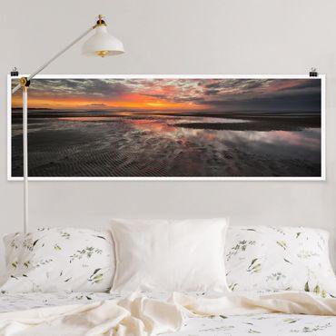 Poster - Sonnenaufgang im Watt - Panorama Querformat