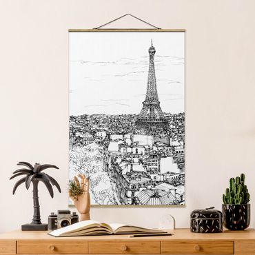 Stoffbild mit Posterleisten - Stadtstudie - Paris - Hochformat 2:3
