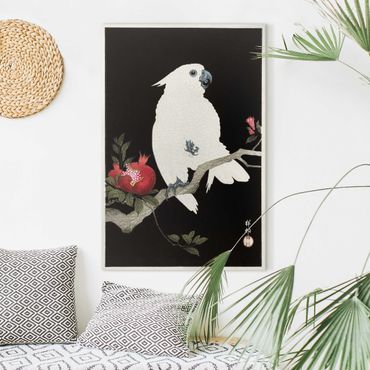 Leinwandbild - Asiatische Vintage Illustration Weißer Kakadu - Hochformat 3:2