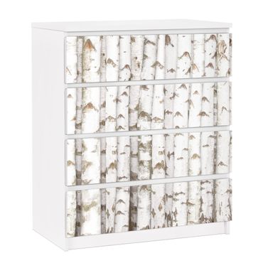 Möbelfolie für IKEA Malm Kommode - selbstklebende Folie No.YK15 Birkenwand