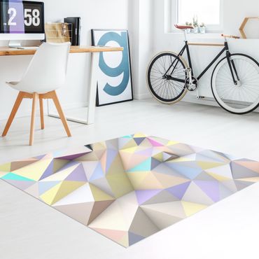 Vinyl-Teppich - Geometrische Pastell Dreiecke in 3D - Quadrat 1:1