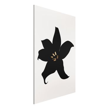 Aluminium Print - Grafische Pflanzenwelt - Orchidee Schwarz und Gold - Hochformat 3:2