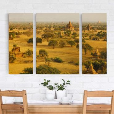 Leinwandbild 3-teilig - Bagan in Myanmar - Triptychon