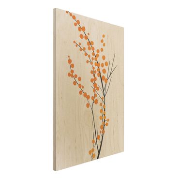 Holzbild - Grafische Pflanzenwelt - Beeren Orange - Hochformat 3:2