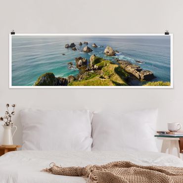 Poster - Nugget Point in Neuseeland - Panorama Querformat