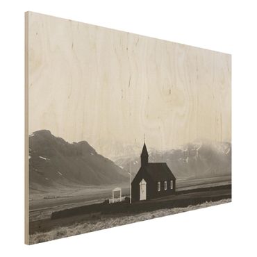 Holzbild - Die schwarze Kirche - Querformat