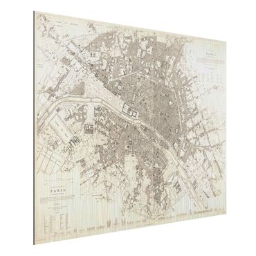 Aluminium Print gebürstet - Vintage Stadtplan Paris - Querformat 3:4