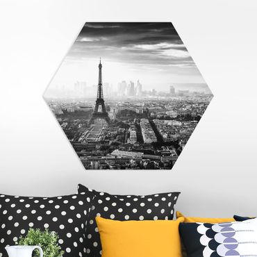 Hexagon Bild Forex - Der Eiffelturm von Oben Schwarz-weiß