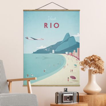 Stoffbild mit Posterleisten - Reiseposter - Rio de Janeiro - Hochformat 3:4