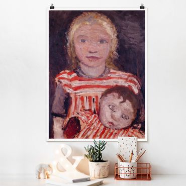 Poster - Paula Modersohn-Becker - Mädchen mit Puppe - Hochformat 3:4