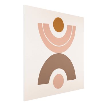 Forex Fine Art Print - Line Art Abstrakte Formen Pastell - Quadrat 1:1