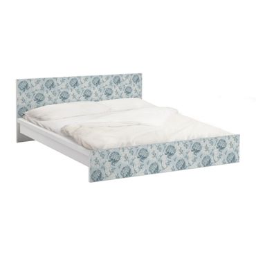 Möbelfolie für IKEA Malm Bett niedrig 160x200cm - Klebefolie Hortensia pattern in blue