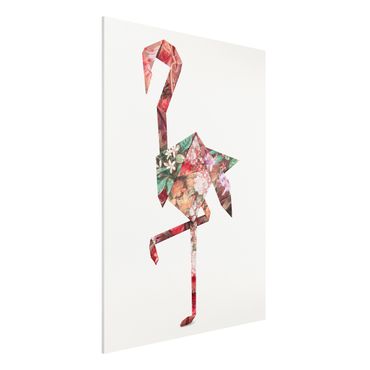 Forex Fine Art Print - Jonas Loose - Origami Flamingo - Hochformat 4:3