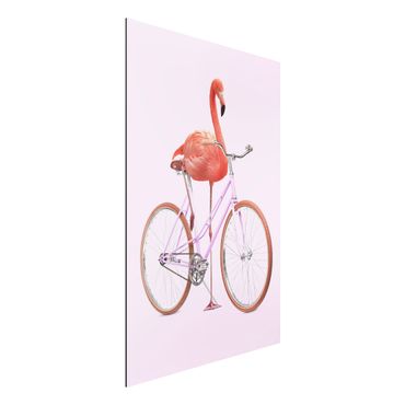 Aluminium Print - Jonas Loose - Flamingo mit Fahrrad - Hochformat 3:2