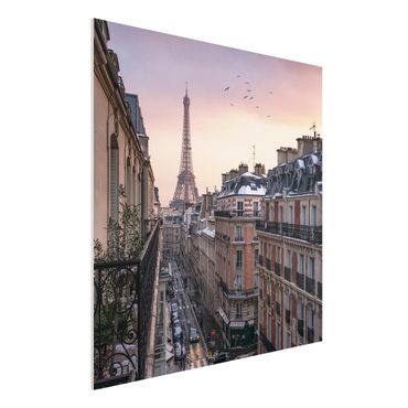 Forex Fine Art Print - Eiffelturm bei Sonnenuntergang - Quadrat 1:1