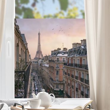 Fensterfolie - Sichtschutz - Eiffelturm bei Sonnenuntergang - Fensterbilder