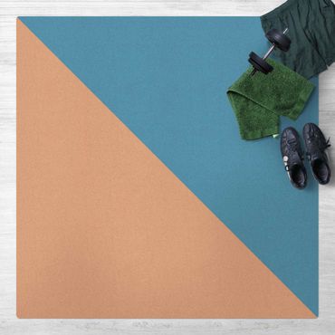 Kork-Teppich - Einfaches Azurblaues Dreieck - Quadrat 1:1